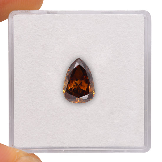 1.36 Carat Fancy Dark Orangy Brown Pear Diamond SI2 GIA
