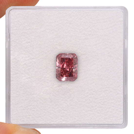 0.89 Carat Fancy Red Radiant Diamond (I1) GIA