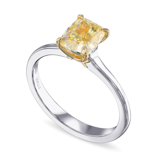 Fancy Yellow Cushion Diamond Classic Solitaire Engagement Ring