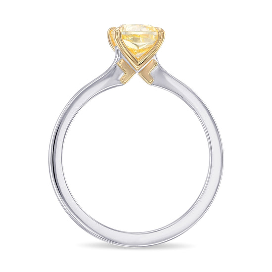 Fancy Yellow Cushion Diamond Classic Solitaire Engagement Ring