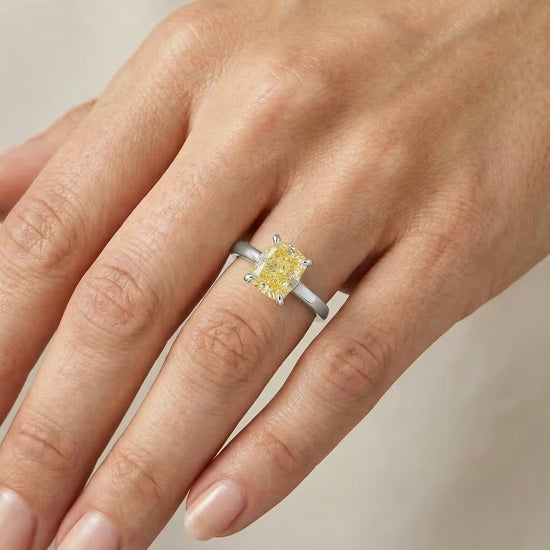 Fancy Yellow Cushion Diamond Classic Solitaire Engagement Ring