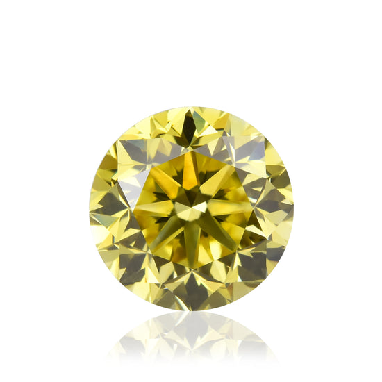 0.71 Carat Fancy Intense Yellow Round Brilliant Diamond VS2 GIA