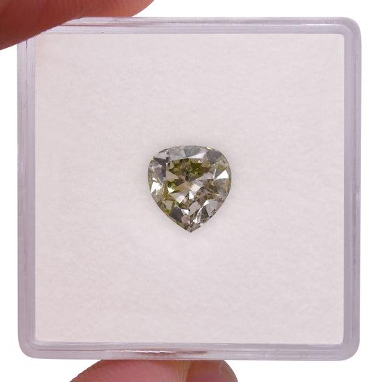 1.36 Carat Fancy Gray Yellowish Green HEART Diamond (VS2) GIA