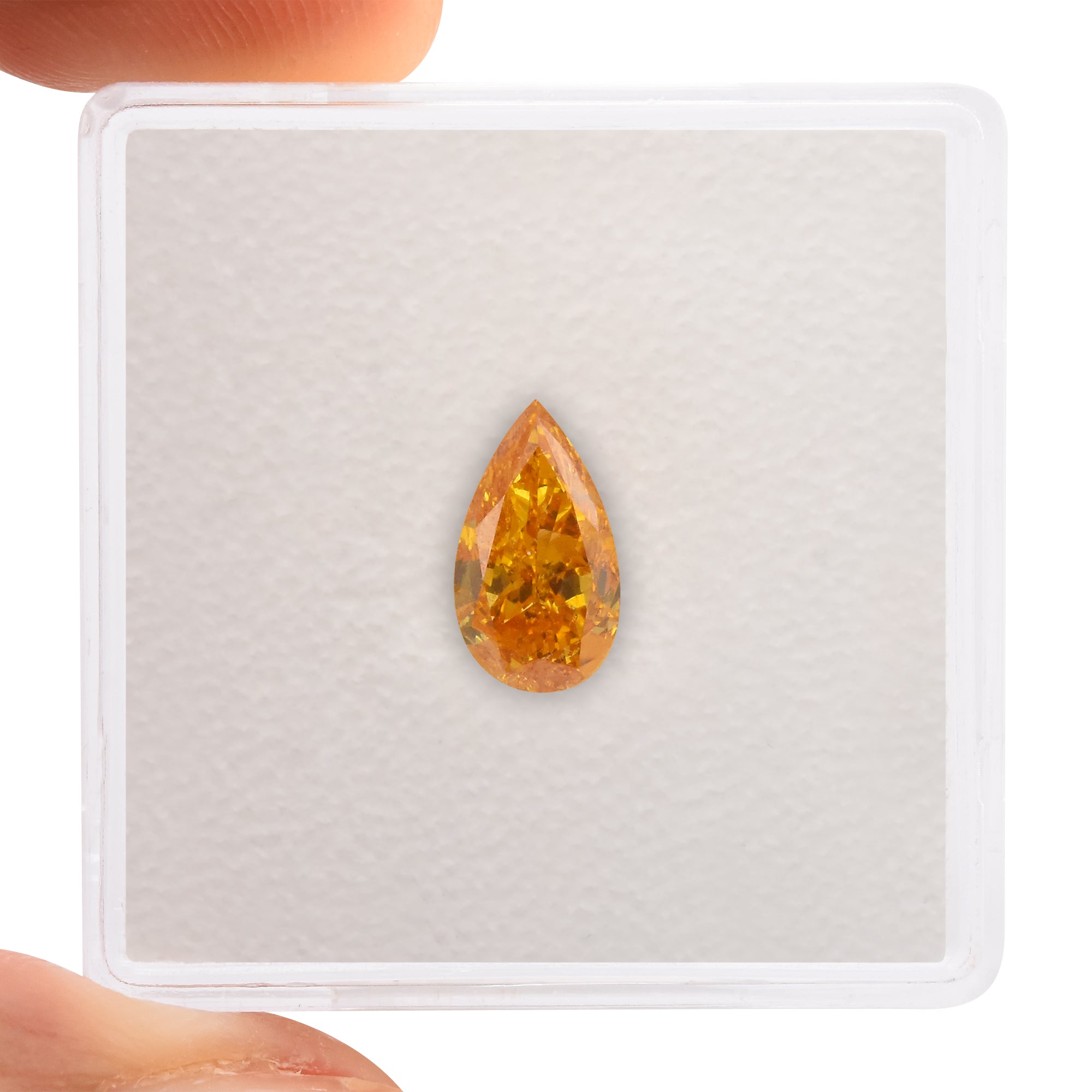 1.06 Carat Fancy Intense Yellow Orange Pear Diamond (SI2) GIA