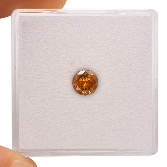 0.36 Carat Fancy Deep Yellow Orange Round Brilliant Diamond (I1) GIA