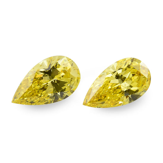 0.63 Carat Fancy Vivid Yellow Pear Diamonds VVS2