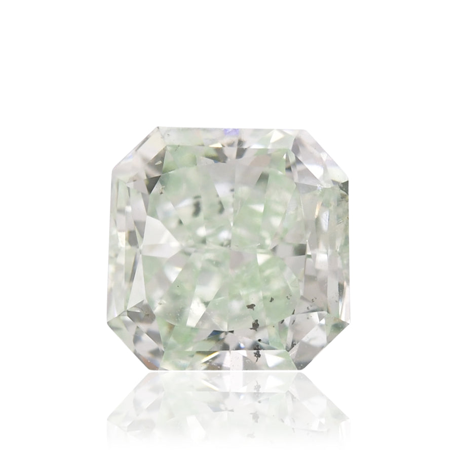 0.80 Carat Fancy Intense Green Radiant Diamond (I1) GIA
