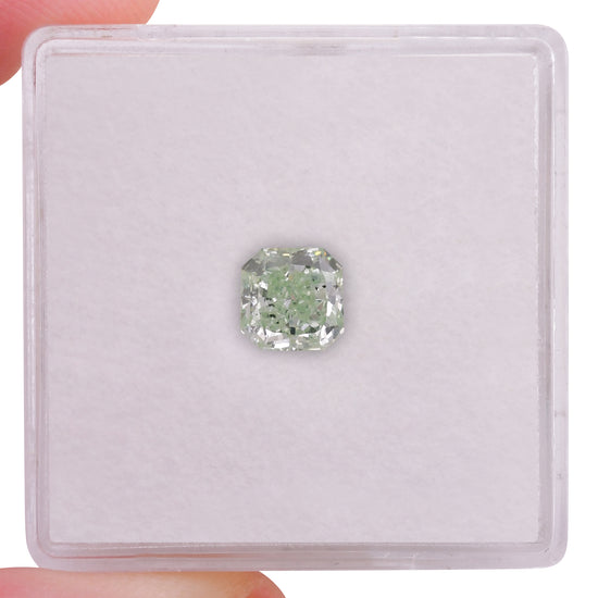 0.80 Carat Fancy Intense Green Radiant Diamond (I1) GIA