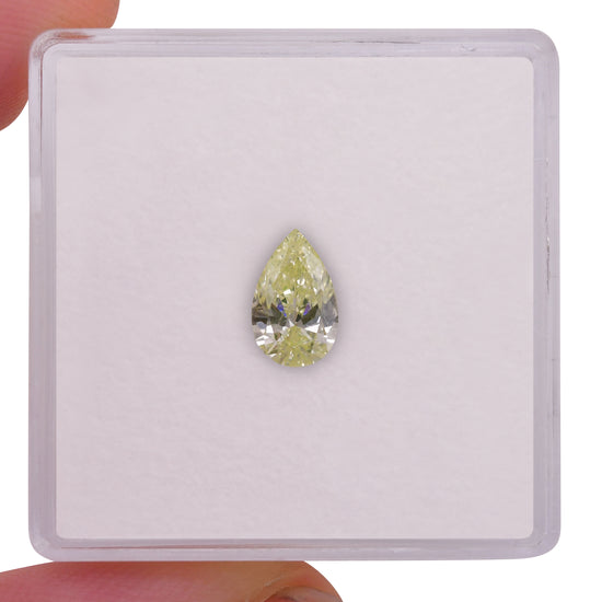 0.51 Carat Fancy Light Green Yellow Pear Diamond SI2 GIA