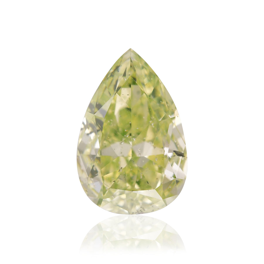 0.84 Carat Fancy Yellow Green Pear Diamond I1 GIA