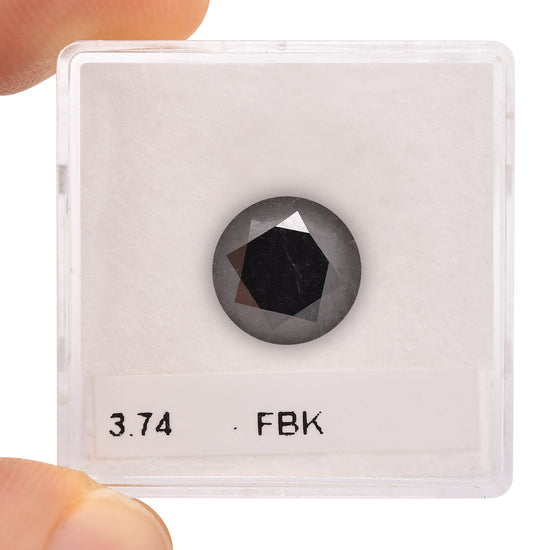 3.74 Carat Fancy Black Round Brilliant Diamond  GIA