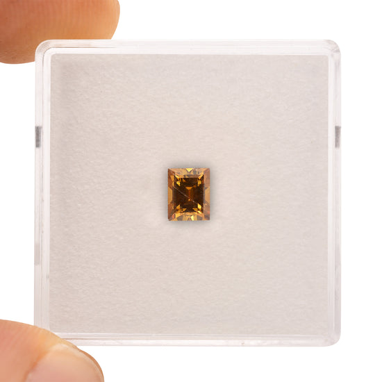 0.43 Carat Fancy Deep Brownish Yellowish Orange Princess Diamond SI1 GIA