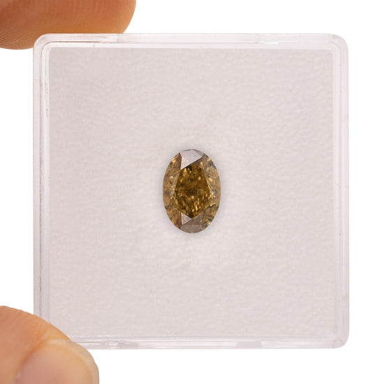 0.94 Carat Fancy Dark Brown Yellow Oval Diamond SI1 GIA