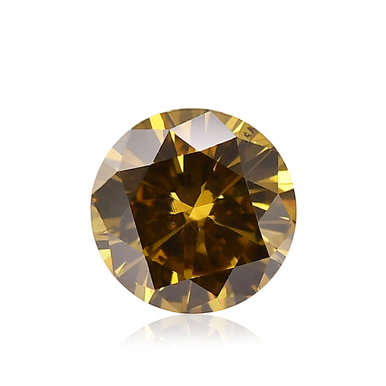 0.46 Carat Fancy Dark Brown Greenish Yellow Round Brilliant Diamond SI2 GIA