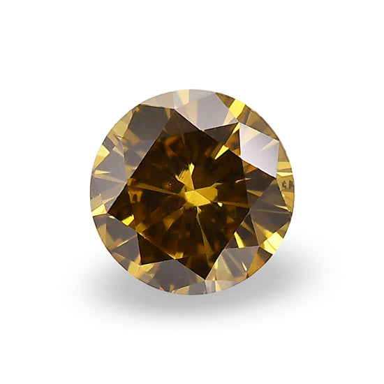 0.46 Carat Fancy Dark Brown Greenish Yellow Round Brilliant Diamond SI2 GIA