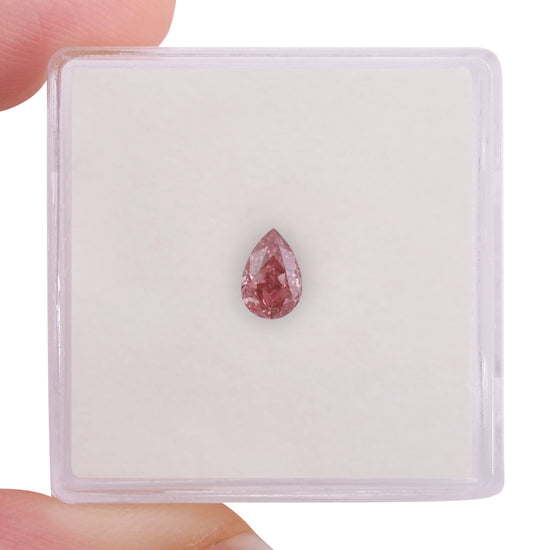 0.31 Carat Fancy Intense Orangy Pink Pear Diamond VVS2 ARGYLE