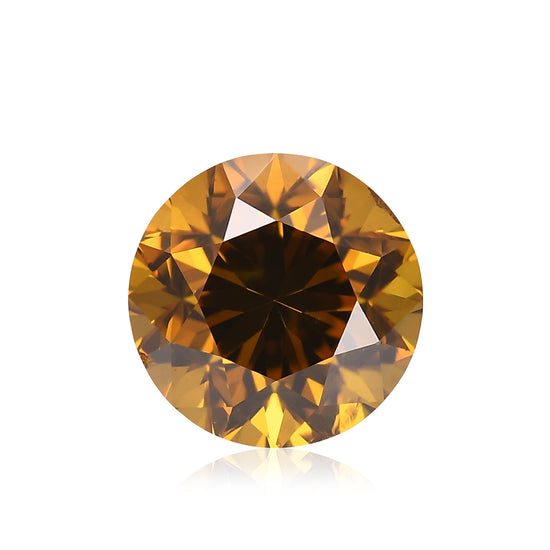 0.74 Carat Fancy Deep Brownish Yellowish Orange Round Brilliant Diamond SI2 GIA