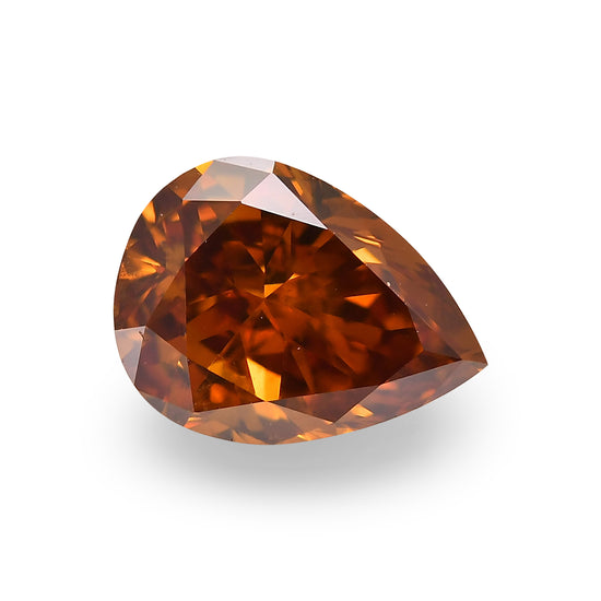 0.88 Carat Fancy Deep Brown Orange Pear Diamond SI1 GIA