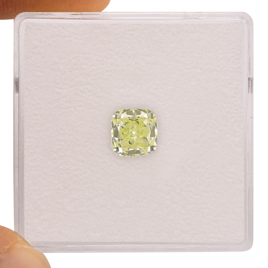 1.02 Carat Fancy Yellow Green Cushion Diamond VS2 GIA