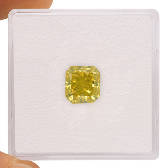 2.01 Carat Fancy Vivid Greenish Yellow Radiant Diamond SI2 GIA