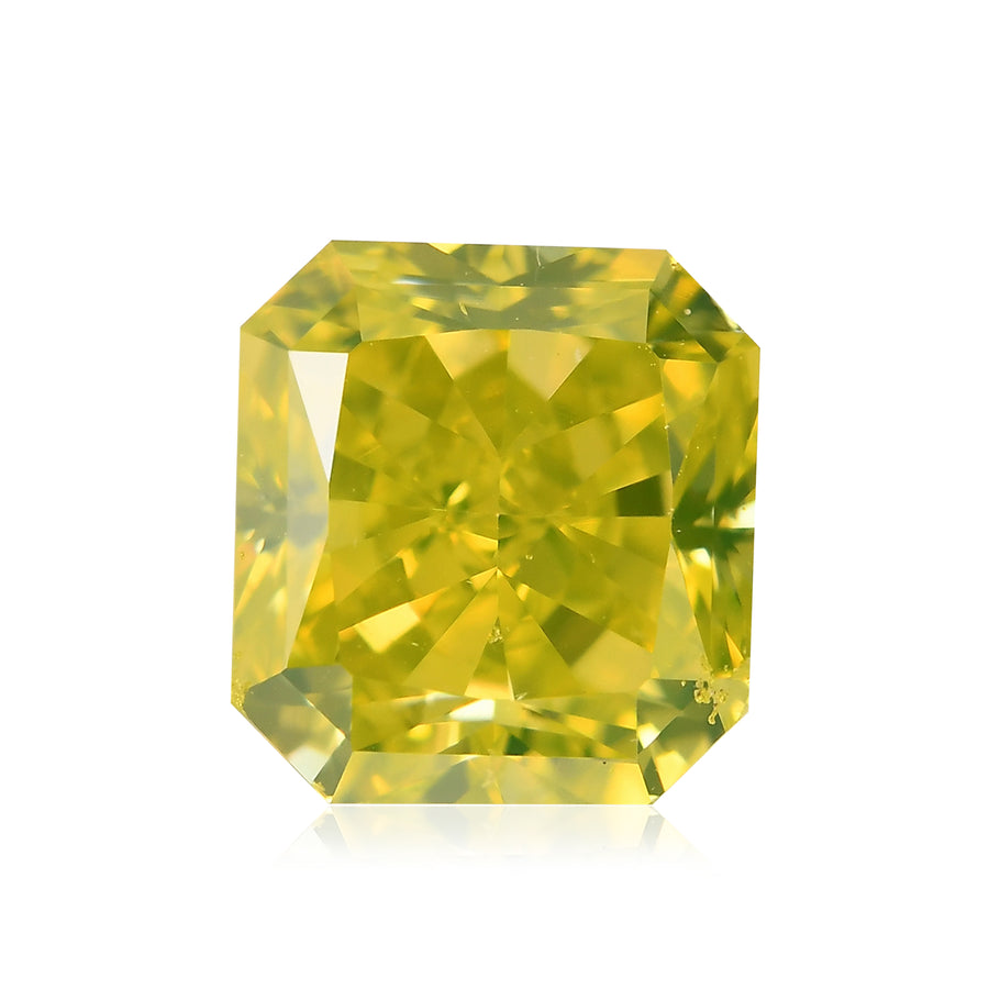 2.01 Carat Fancy Vivid Greenish Yellow Radiant Diamond SI2 GIA