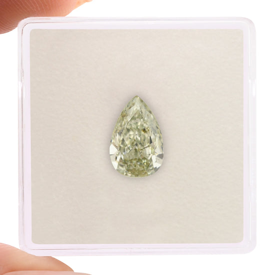 1.35 Carat Fancy Yellowish Green Pear Diamond SI2 GIA