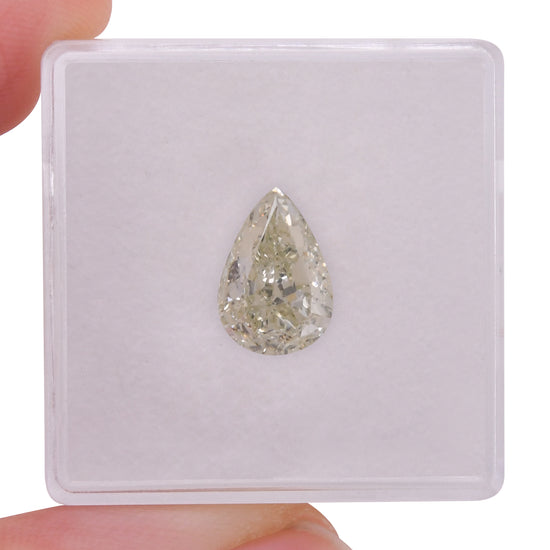 2.01 Carat Fancy Yellowish Green Pear Diamond (I1) GIA