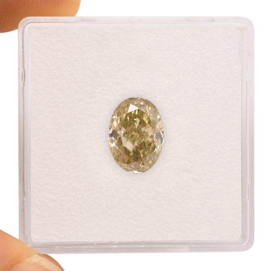 2.03 Carat Fancy Brownish Greenish Yellow Oval Diamond VS2 GIA