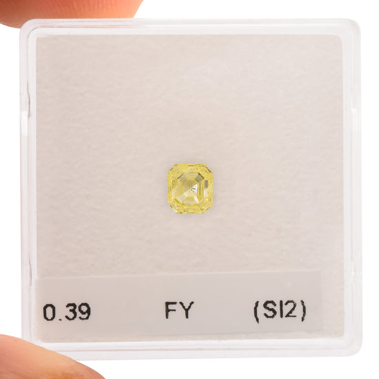 0.39 Carat Fancy Yellow Asscher Diamond (SI2)