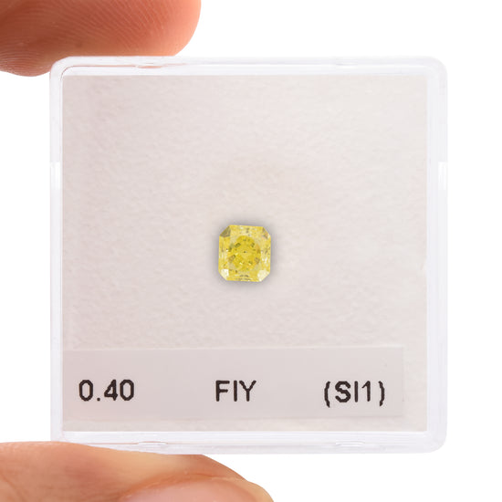 0.40 Carat Fancy Intense Yellow Radiant Diamond (SI1) GIA