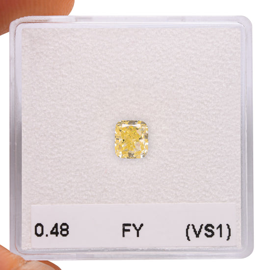 0.48 Carat Fancy Yellow Cushion Diamond (VS1)