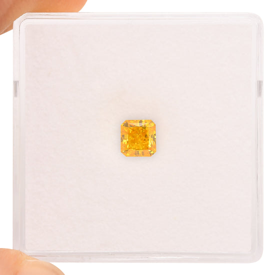 0.50 Carat Fancy Vivid Orange Yellow Radiant Diamond SI2 GIA