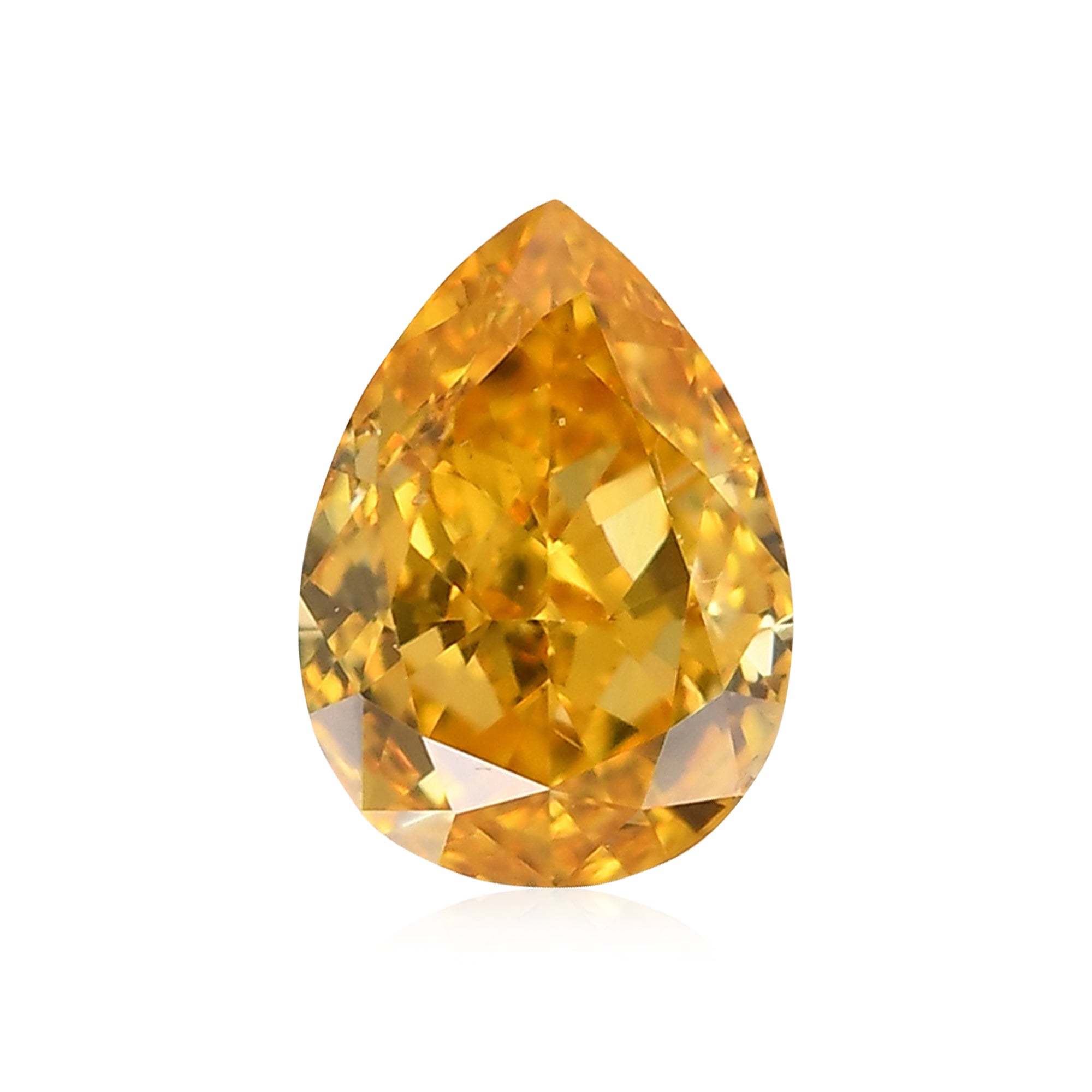 0.42 Carat Fancy Vivid Yellow Orange Pear Diamond SI1 GIA | LEIBISH
