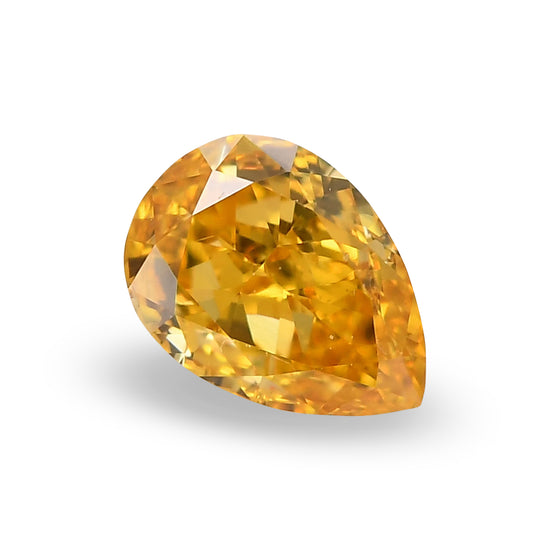 0.42 Carat Fancy Vivid Yellow Orange Pear Diamond SI1 GIA