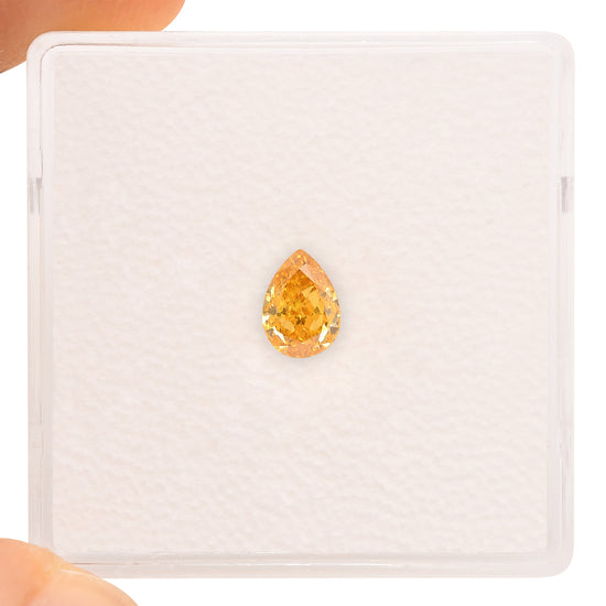 0.42 Carat Fancy Vivid Yellow Orange Pear Diamond SI1 GIA