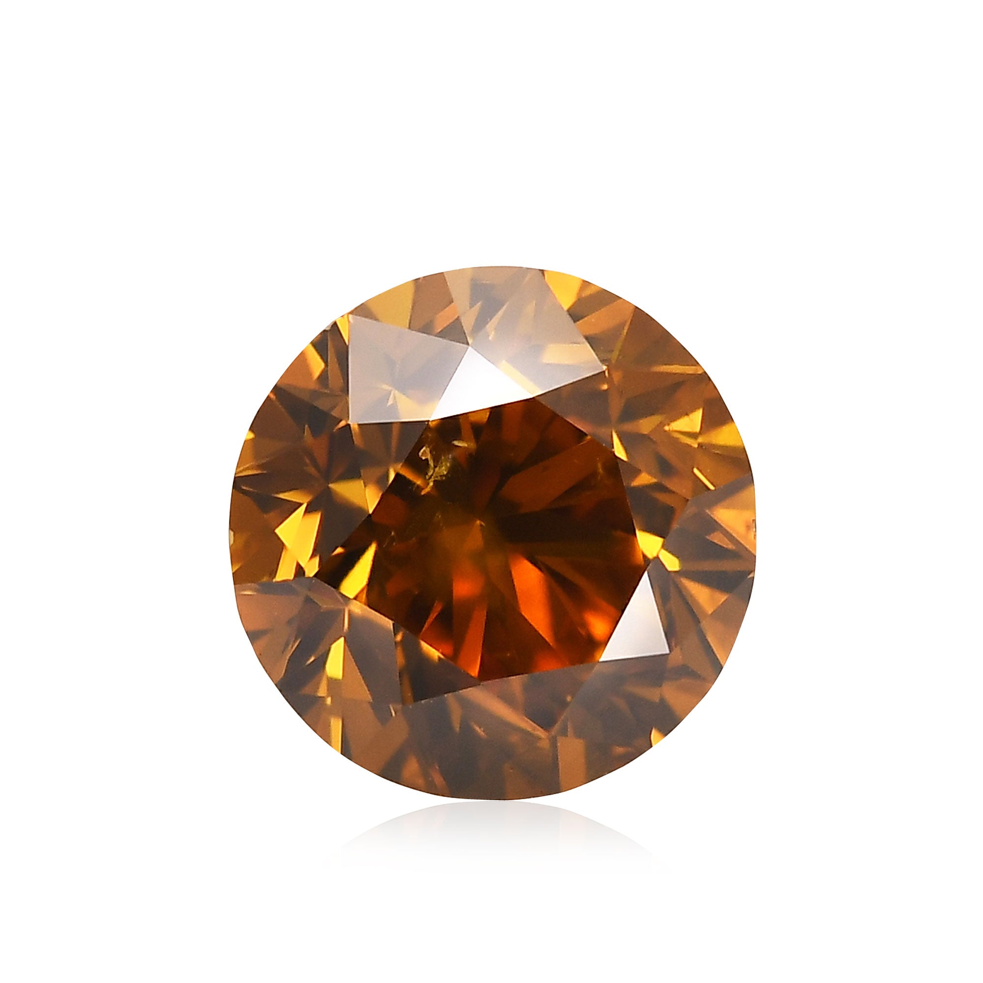 1.00 Carat Fancy Deep Yellowish Orange Round Brilliant Diamond SI2