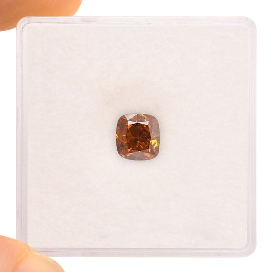 1.01 Karat Fancy Deep Yellowish Orange Cushion Diamant SI2 GIA