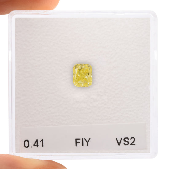 0.41 Carat Fancy Intense Yellow Cushion Diamond VS2 IGI