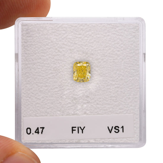 0.47 Carat Fancy Intense Yellow Cushion Diamond VS1 IGI