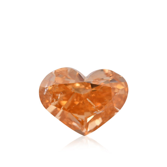 0.43 Carat Fancy Intense Orange HEART Diamond (I1) GIA