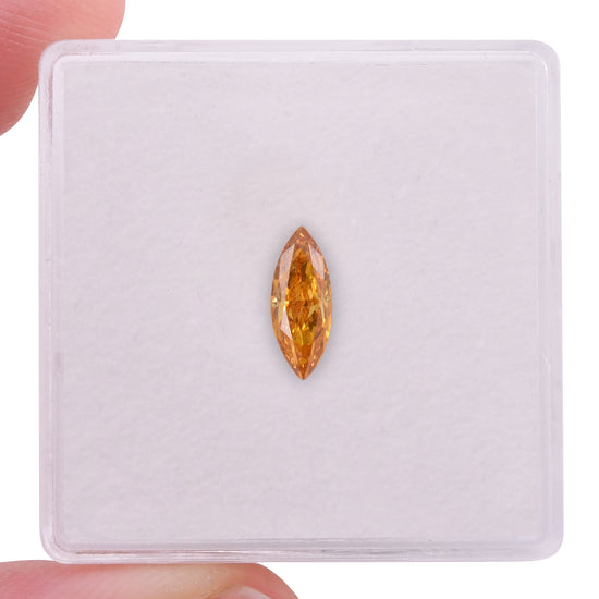 0.42 Carat Fancy Vivid Yellowish Orange Marquise Diamond (I1) GIA