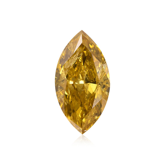1.56 Carat Fancy Deep Brownish Yellow Marquise Diamond I2 GIA