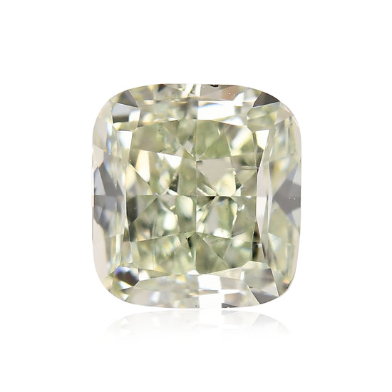 0.88 Karat Fancy Intense Yellowish Green Cushion Diamant VS2 GIA