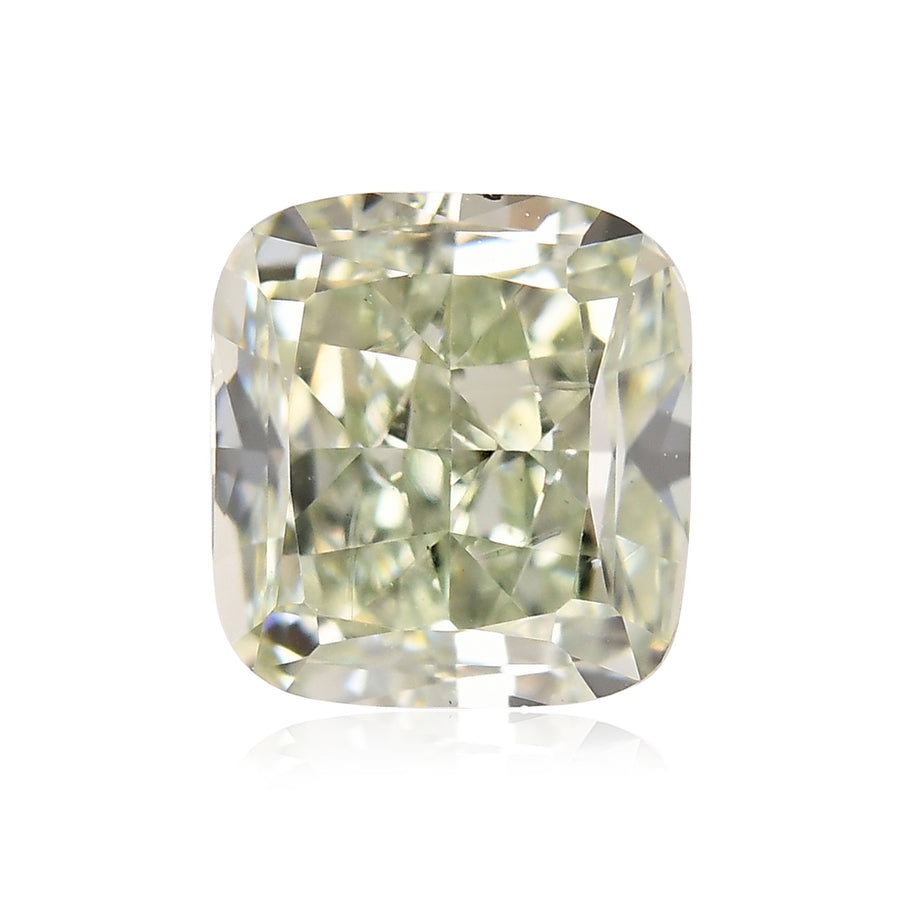 0,88 carati, fantasia giallo-verdastro intenso, diamante a cuscino, VS2, GIA