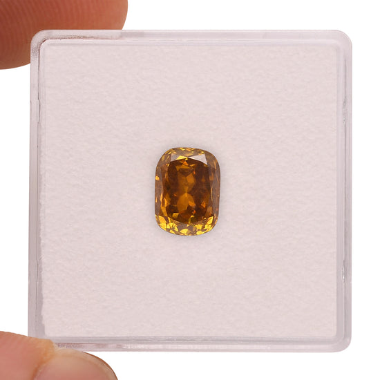 1.77 Carat Fancy Deep Brownish Yellowish Orange Cushion Diamond I1 GIA