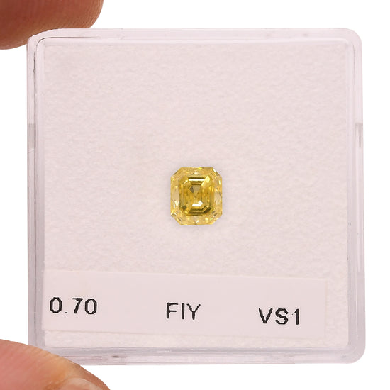 0.70 Carat Fancy Intense Yellow Emerald Diamond VS1 GIA