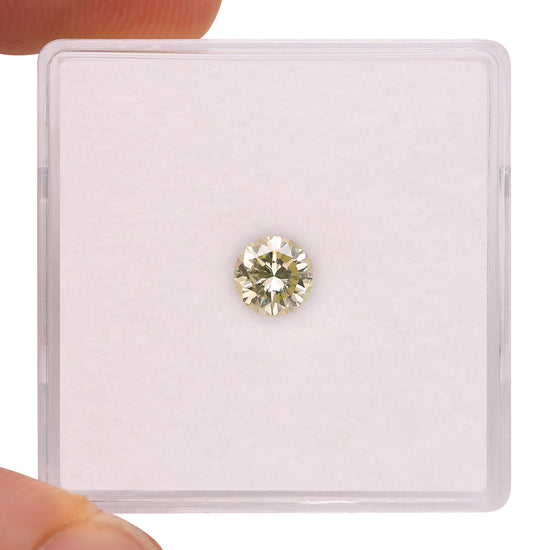 0.39 Carat Fancy Grayish Yellowish Green Round Diamond (VS2) GIA