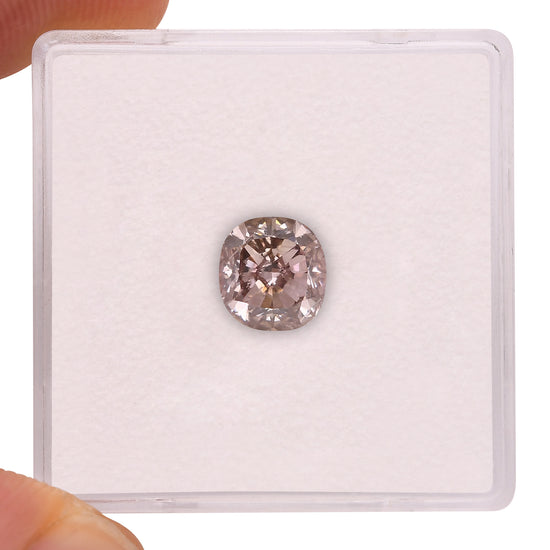 1.21 Carat Fancy Pinkish Brown Cushion Diamond SI2 GIA