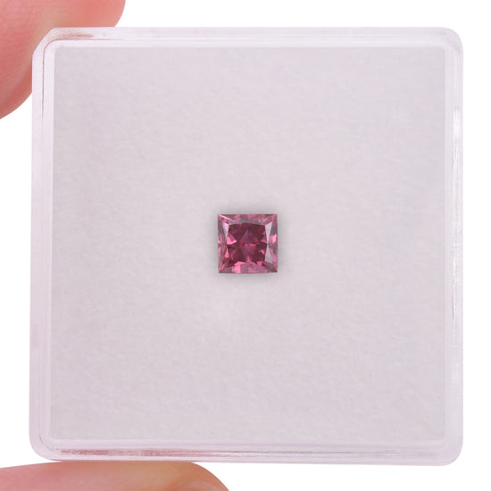0.37 Carat Fancy Purplish Red Princess Diamond I1 GIA and Argyle