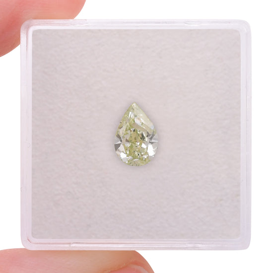 0.89 Carat Fancy Yellowish Green Pear Diamond I3 GIA